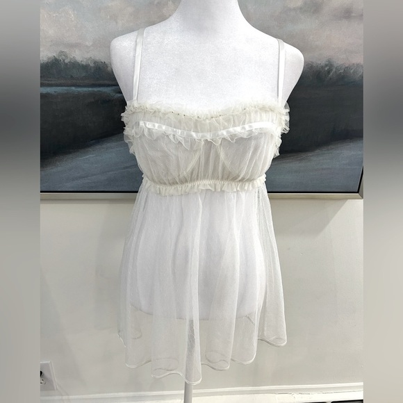 Victoria's Secret Other - NWT Y2K Victoria Secret Ivory Sheer Textured Lingerie Set with G String 36D